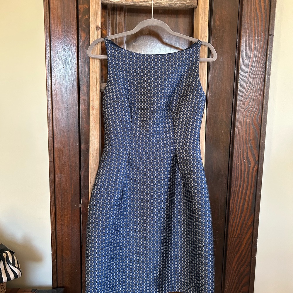 Elie Tahari Navy Geometric Midi Dress, Size 4